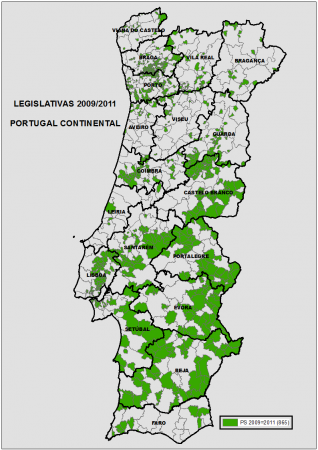 Freguesias que se mantiveram fiéis ao PS entre 2009 e 2011